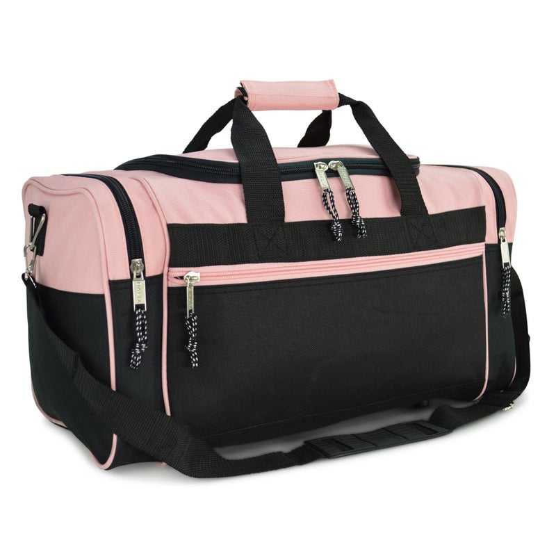 DALIX 21" Blank Sports Duffle Bag Gym Bag Travel Duffel with Adjustable Strap in Pink - Image 1